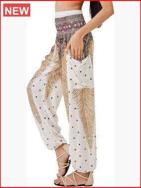 Boho Harem Yoga Pants - Flowey Hippie Pants with Side Pocket